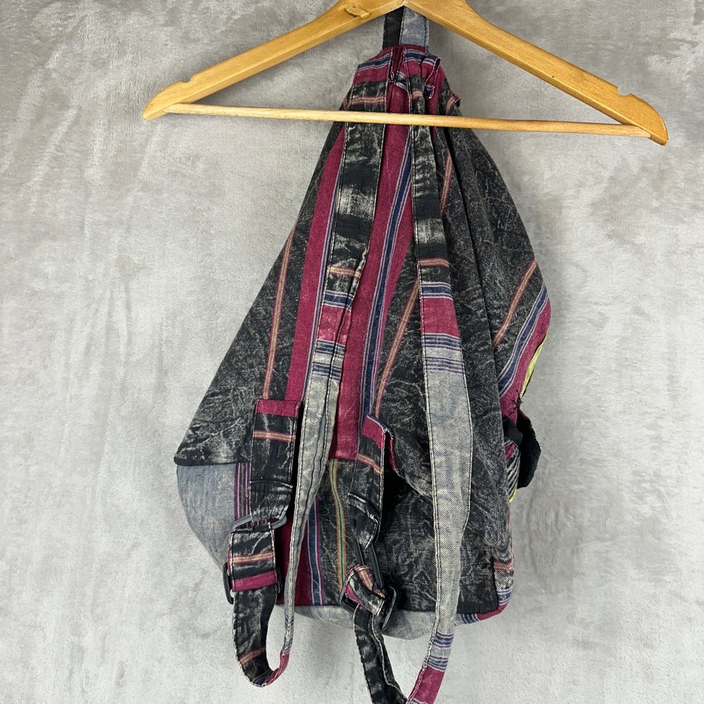 Boho Patchwork Peace Sign Backpack Multicolor Hip… - image 5